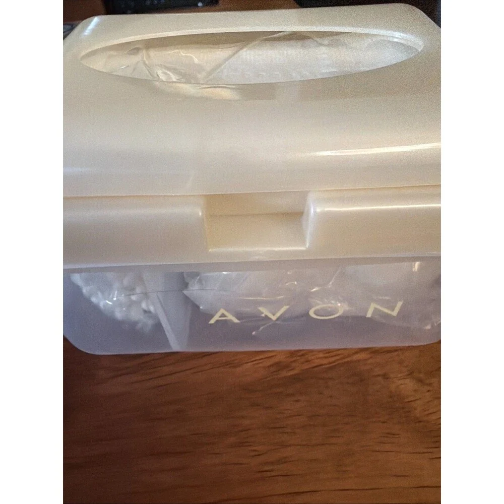 Avon Vintage Makeup Storage Organizer Box Cotton Swabs Balls Tissues